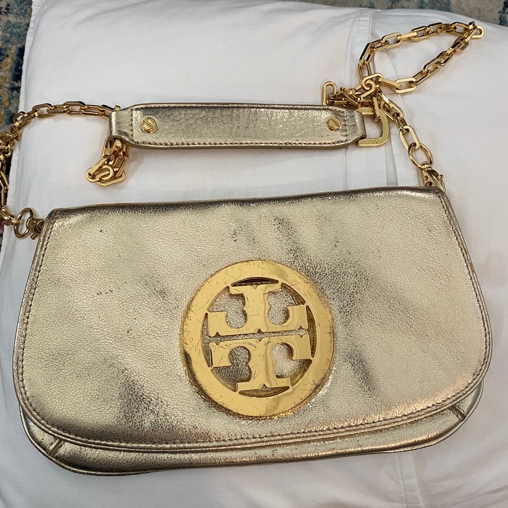 Tory Burch Women’s Metallic Gold Leather Crossbody